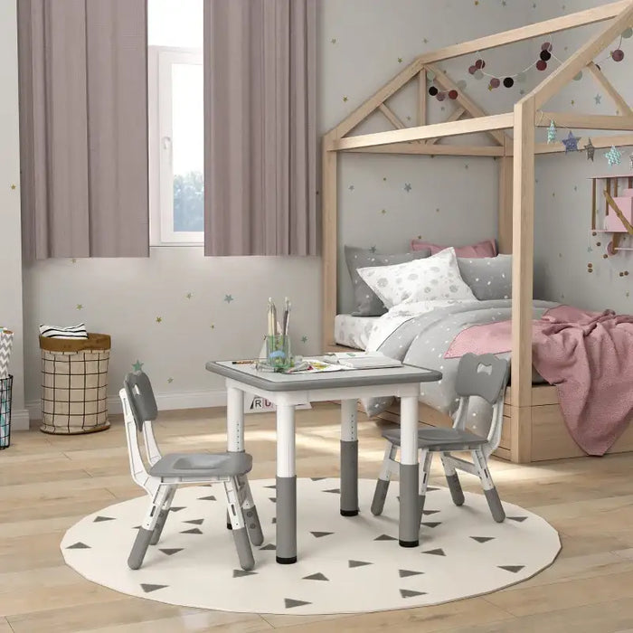 3-Piece Adjustable Kids Table and Chair Set – Grey and White | Height Adjustable AIYAPLAY - Little and Giant Explorers AIYAPLAY