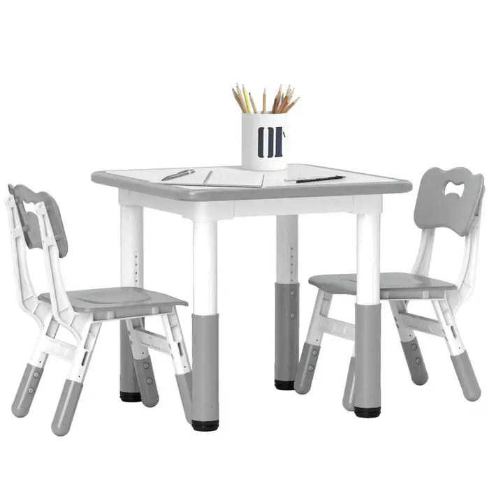 3-Piece Adjustable Kids Table and Chair Set – Grey and White | Height Adjustable AIYAPLAY - Little and Giant Explorers AIYAPLAY