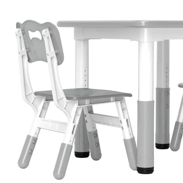 3-Piece Adjustable Kids Table and Chair Set – Grey and White | Height Adjustable AIYAPLAY - Little and Giant Explorers AIYAPLAY