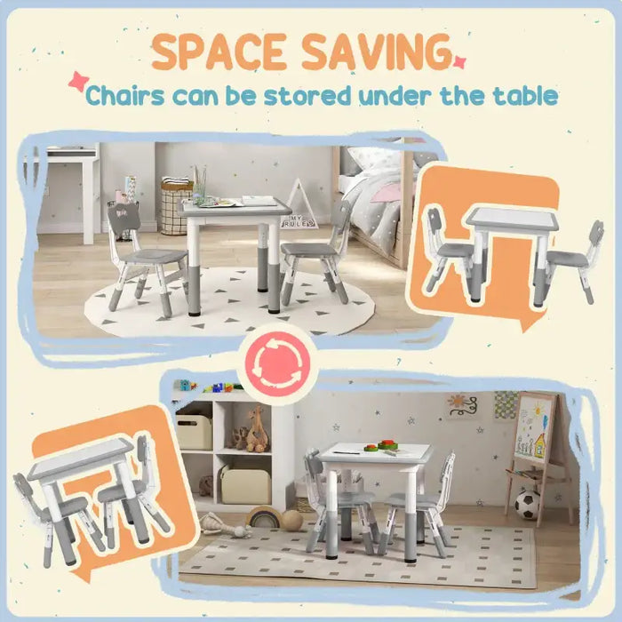 3-Piece Adjustable Kids Table and Chair Set – Grey and White | Height Adjustable AIYAPLAY - Little and Giant Explorers AIYAPLAY