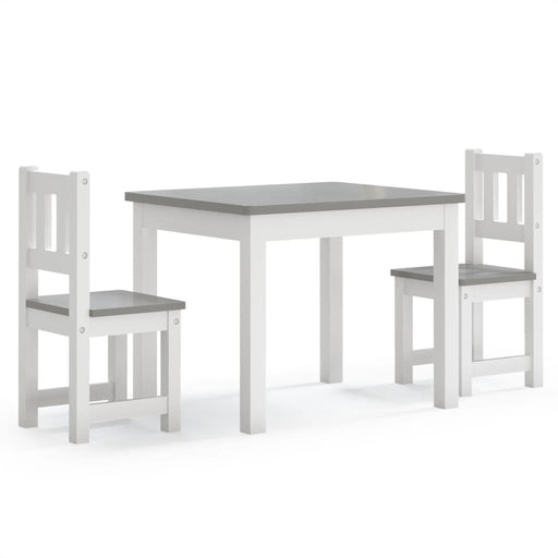 3 Piece Children Table and Chair Set in White and Grey - Little and Giant Explorers vidaXL