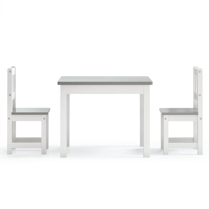 3 Piece Children Table and Chair Set in White and Grey - Little and Giant Explorers vidaXL