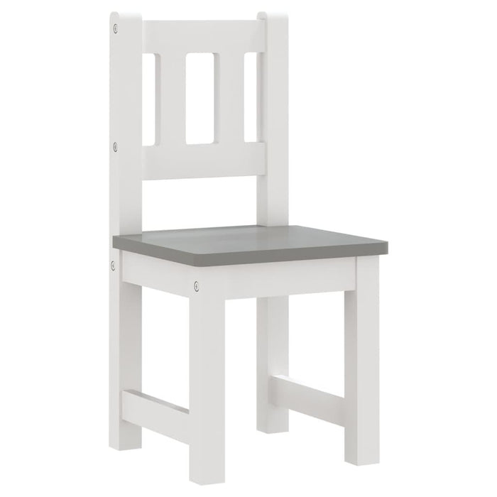 3 Piece Children Table and Chair Set in White and Grey - Little and Giant Explorers vidaXL