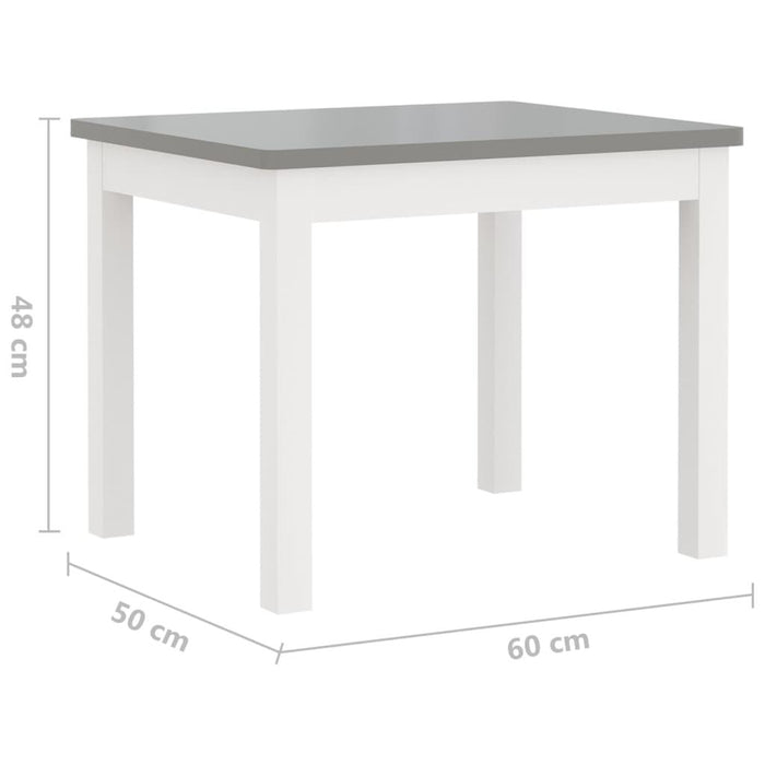 3 Piece Children Table and Chair Set in White and Grey - Little and Giant Explorers vidaXL