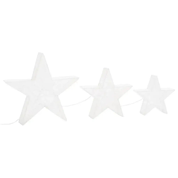 3 Christmas Decoration Stars in White Mesh and LEDs - Little and Giant Explorers vidaXL
