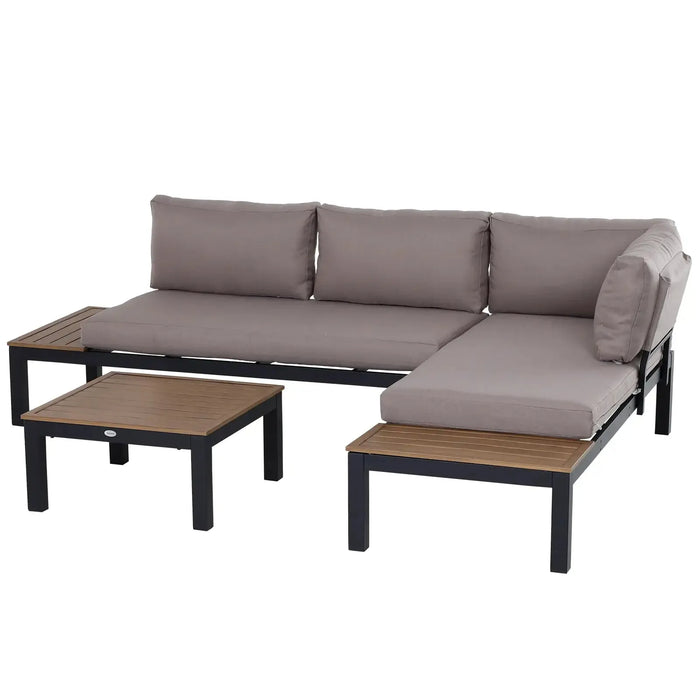 3 Piece Garden Aluminium Corner Sofa Set - Little and Giant Explorers Outsunny