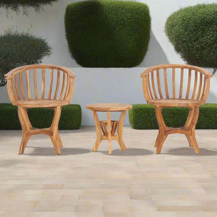 3 Piece Garden Bistro Set in Solid Teak Wood - Little and Giant Explorers vidaXL