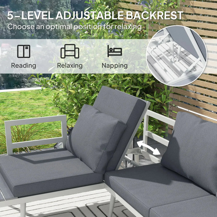 3-Piece Garden Furniture Set with 5-Level Adjustable Lounger - Little and Giant Explorers Outsunny