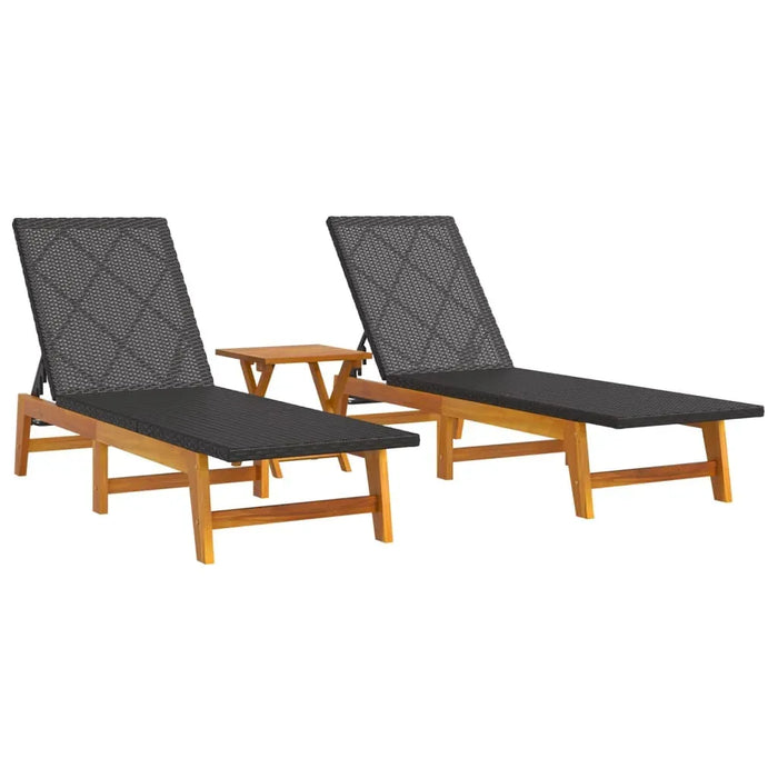 3 Piece Garden Lounge Set in Poly Rattan and Solid Wood Acacia - Little and Giant Explorers vidaXL