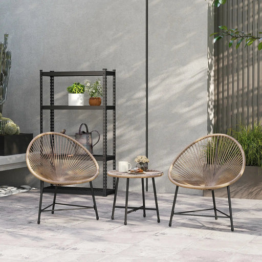 3-Piece Garden Rattan Bistro Set in Natural - Little and Giant Explorers Outsunny