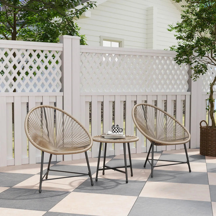 3-Piece Garden Rattan Bistro Set in Natural - Little and Giant Explorers Outsunny