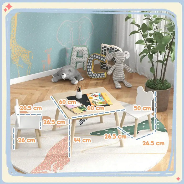 3-Piece Kids Activity Table and Chair Set - Bear Chairs | Flip-Top Design - Storage AIYAPLAY - Little and Giant Explorers AIYAPLAY