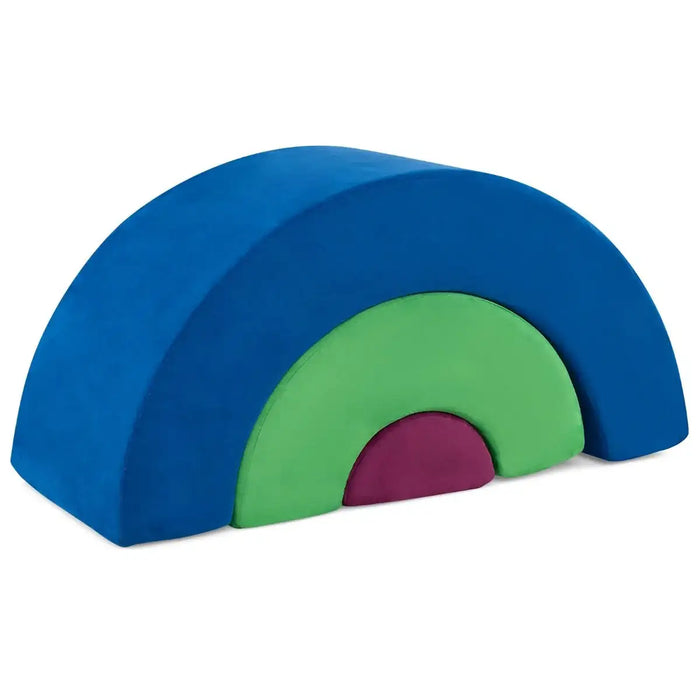 3-Piece Kids Foam Arch Climbing Toy Set – Blue | Indoor Play Sofa, Tunnel and Bridge COSTWAY - Little and Giant Explorers Costway