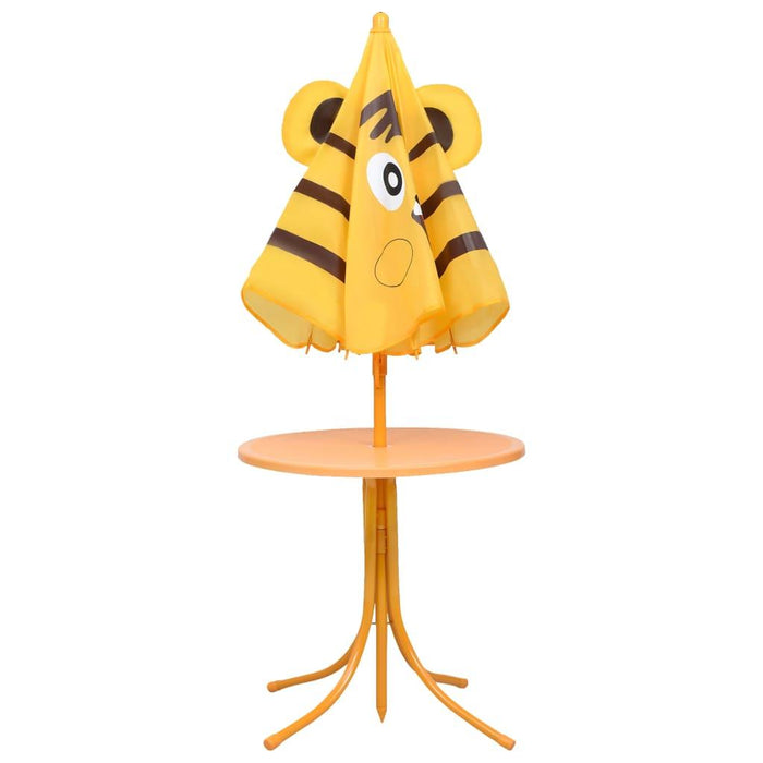 3 Piece Kids' Garden Bistro Set with Parasol in Yellow - Little and Giant Explorers vidaXL