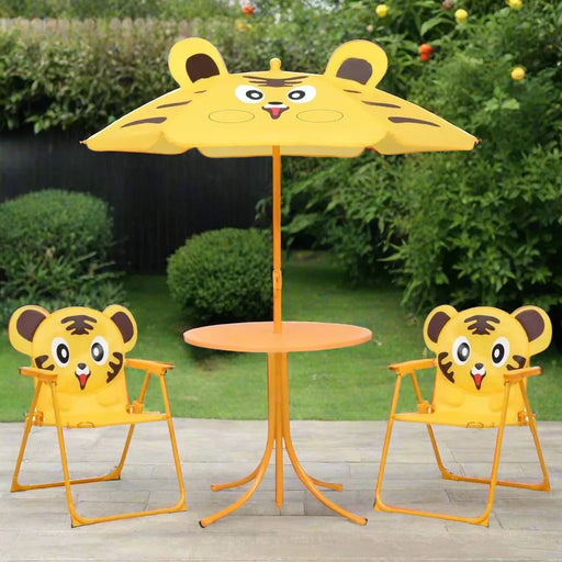 3 Piece Kids' Garden Bistro Set with Parasol in Yellow - Little and Giant Explorers vidaXL