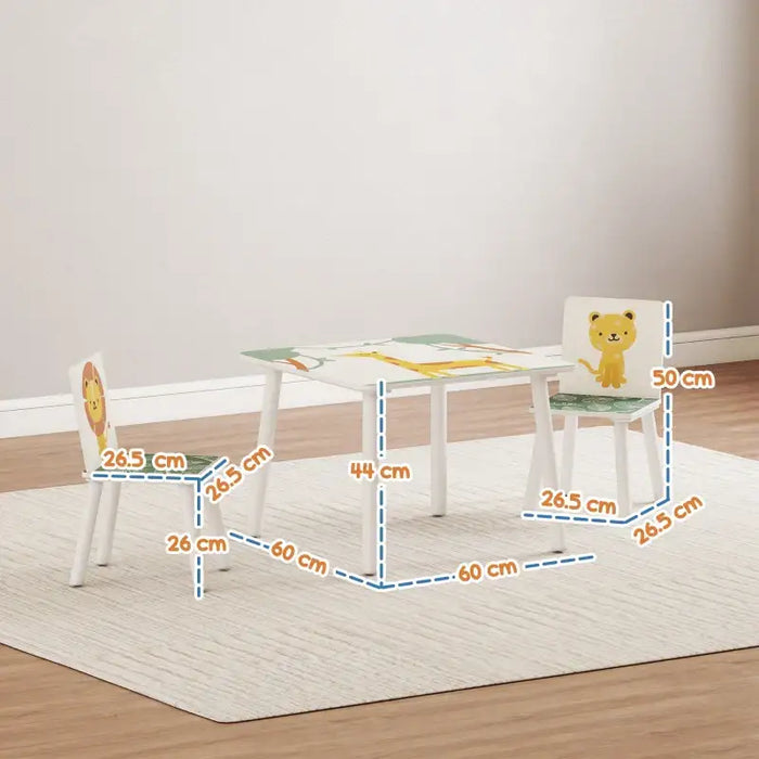 3-Piece Kids Table and Chair Set – Green Animal Design | Wooden Toddler Furniture AIYAPLAY - Little and Giant Explorers AIYAPLAY
