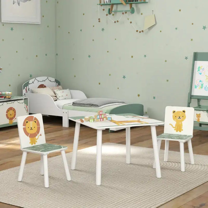 3-Piece Kids Table and Chair Set – Green Animal Design | Wooden Toddler Furniture AIYAPLAY - Little and Giant Explorers AIYAPLAY