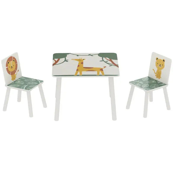 3-Piece Kids Table and Chair Set – Green Animal Design | Wooden Toddler Furniture AIYAPLAY - Little and Giant Explorers AIYAPLAY