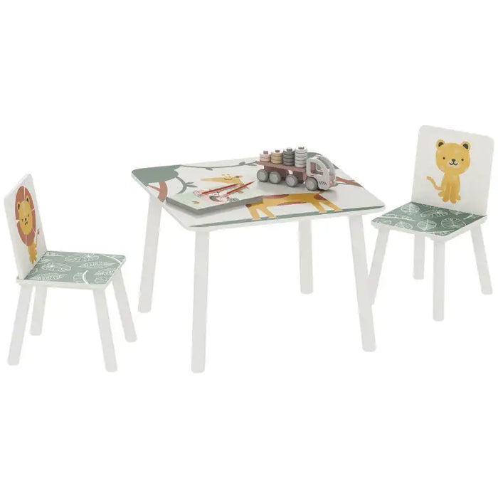3-Piece Kids Table and Chair Set – Green Animal Design | Wooden Toddler Furniture AIYAPLAY - Little and Giant Explorers AIYAPLAY