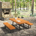 3-Piece Outdoor Table Set Natural Acacia Wood | Galvanised Steel Framework for Garden Entertainment - Little and Giant Explorers Outsunny
