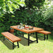 3-Piece Outdoor Table Set Natural Acacia Wood | Galvanised Steel Framework for Garden Entertainment - Little and Giant Explorers Outsunny