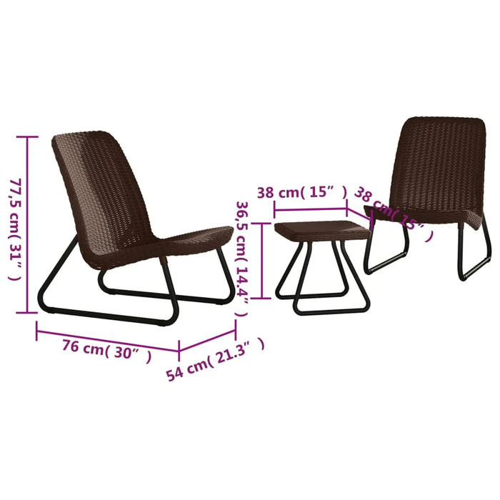 3 Piece Patio Furniture 'Rio' in Cappuccino - Little and Giant Explorers Keter