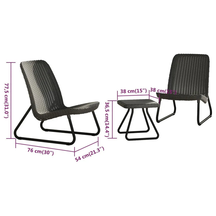 3 Piece Patio Furniture Set 'Rio' in Graphite - Little and Giant Explorers Keter