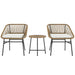 3 Piece Rattan Bistro Set with Cushions and Glass Top Coffee Table in Natural - Little and Giant Explorers Outsunny