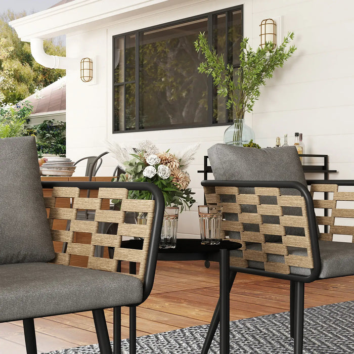 3-Piece Rattan Bistro Set with Washable Cushions and Table - Little and Giant Explorers Outsunny
