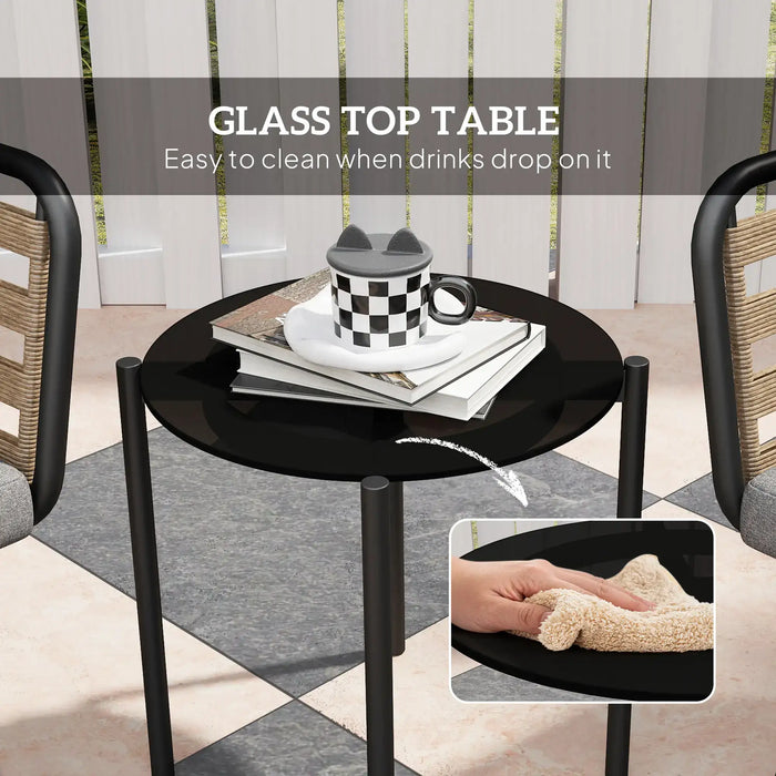 3-Piece Rattan Bistro Set with Washable Cushions and Table - Little and Giant Explorers Outsunny