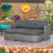3-Piece Rattan Double Chaise Lounge with Cushions - Little and Giant Explorers Outsunny