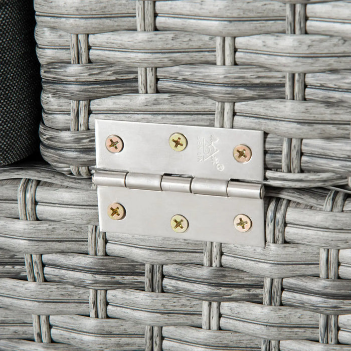 3-Piece Rattan Double Chaise Lounge with Cushions - Little and Giant Explorers Outsunny