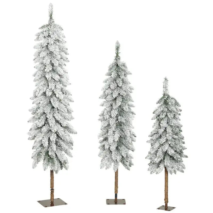 3-Piece Snow-Flocked Pencil Christmas Tree Set | 3ft, 4ft and 5ft Slim Trees HOMCOM - Little and Giant Explorers HOMCOM