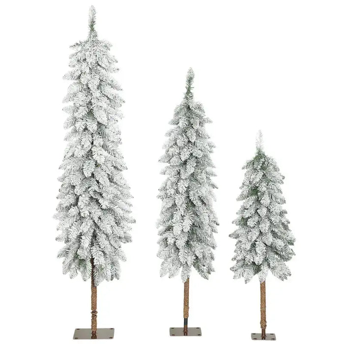 3-Piece Snow-Flocked Pencil Christmas Tree Set | 3ft, 4ft and 5ft Slim Trees HOMCOM - Little and Giant Explorers HOMCOM