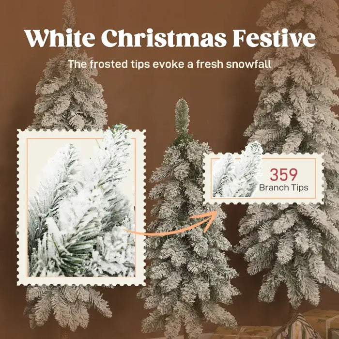 3-Piece Snow-Flocked Pencil Christmas Tree Set | 3ft, 4ft and 5ft Slim Trees HOMCOM - Little and Giant Explorers HOMCOM