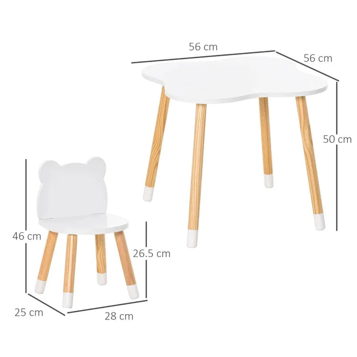 3-Piece Toddler Table and Chair Set with Bear Shaped Chairs - Little and Giant Explorers HOMCOM