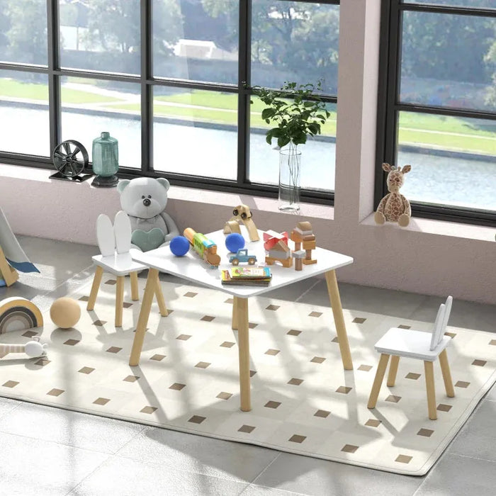 3-Piece Toddler Table and Chair Set with Bunny Ears - Little and Giant Explorers AIYAPLAY