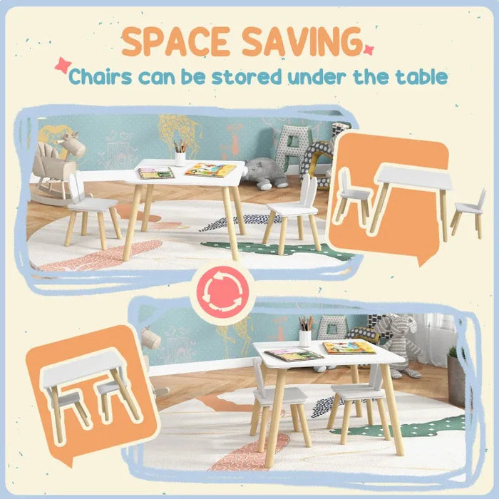 3-Piece Toddler Table and Chair Set with Bunny Ears - Little and Giant Explorers AIYAPLAY