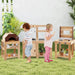 3-Piece Wooden Outdoor Mud Kitchen for Kids with BBQ and Pizza Oven - Little and Giant Explorers Costway