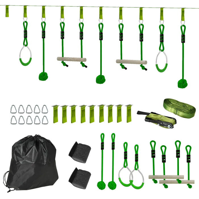 3-Piece Zip Line Kit for Kids with 10m Slackline - Little and Giant Explorers AIYAPLAY