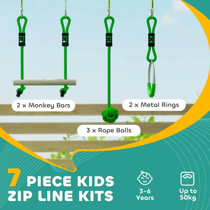 3-Piece Zip Line Kit for Kids with 10m Slackline - Little and Giant Explorers AIYAPLAY