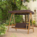 3 Seater Garden Swing Brown Fir Wood | Oxford Canopy for Adult Outdoor Relaxation - Little and Giant Explorers Outsunny