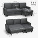 3-Seater Linen-Look Corner Sofa Bed – Charcoal Grey | Reversible Chaise HOMCOM - Little and Giant Explorers