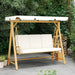 Three-Seater Garden Swing Bench with Adjustable Canopy in Beige - Little and Giant Explorers Outsunny