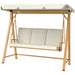 Three-Seater Garden Swing Bench with Adjustable Canopy in Beige - Little and Giant Explorers Outsunny