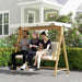 Three-Seater Garden Swing Bench with Adjustable Canopy in Beige - Little and Giant Explorers Outsunny