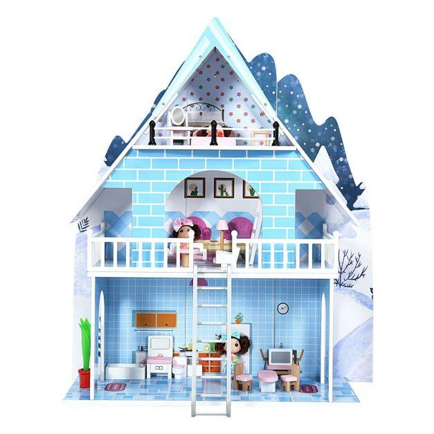 3-Storey Doll House With Furniture Accessories - Little and Giant Explorers Costway