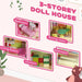 3 Storey Dolls House with 13 Pieces of Wooden Furniture and Accessories - Little and Giant Explorers AIYAPLAY