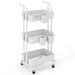 3-Tier Rolling Cart White Metal | Foldable Storage with Hooks and Cups - Little and Giant Explorers Costway