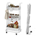 3-Tier Rolling Cart White Metal | Foldable Storage with Hooks and Cups - Little and Giant Explorers Costway